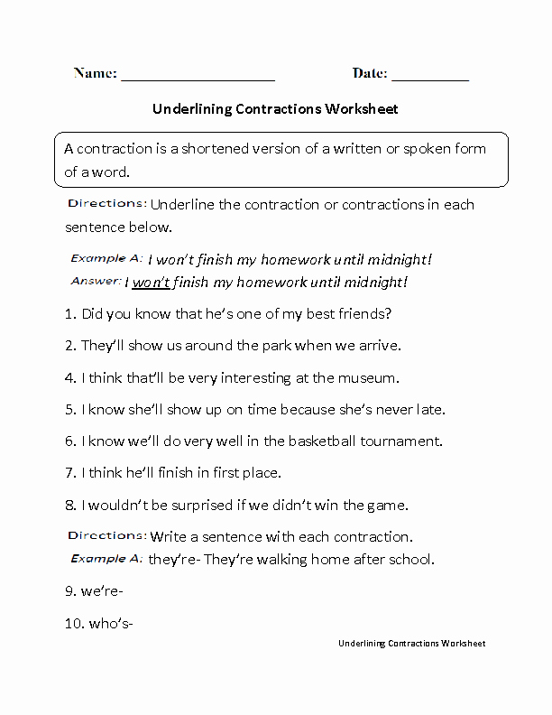 60+ Interactive Contractions Worksheets 3Rd Grade 77
