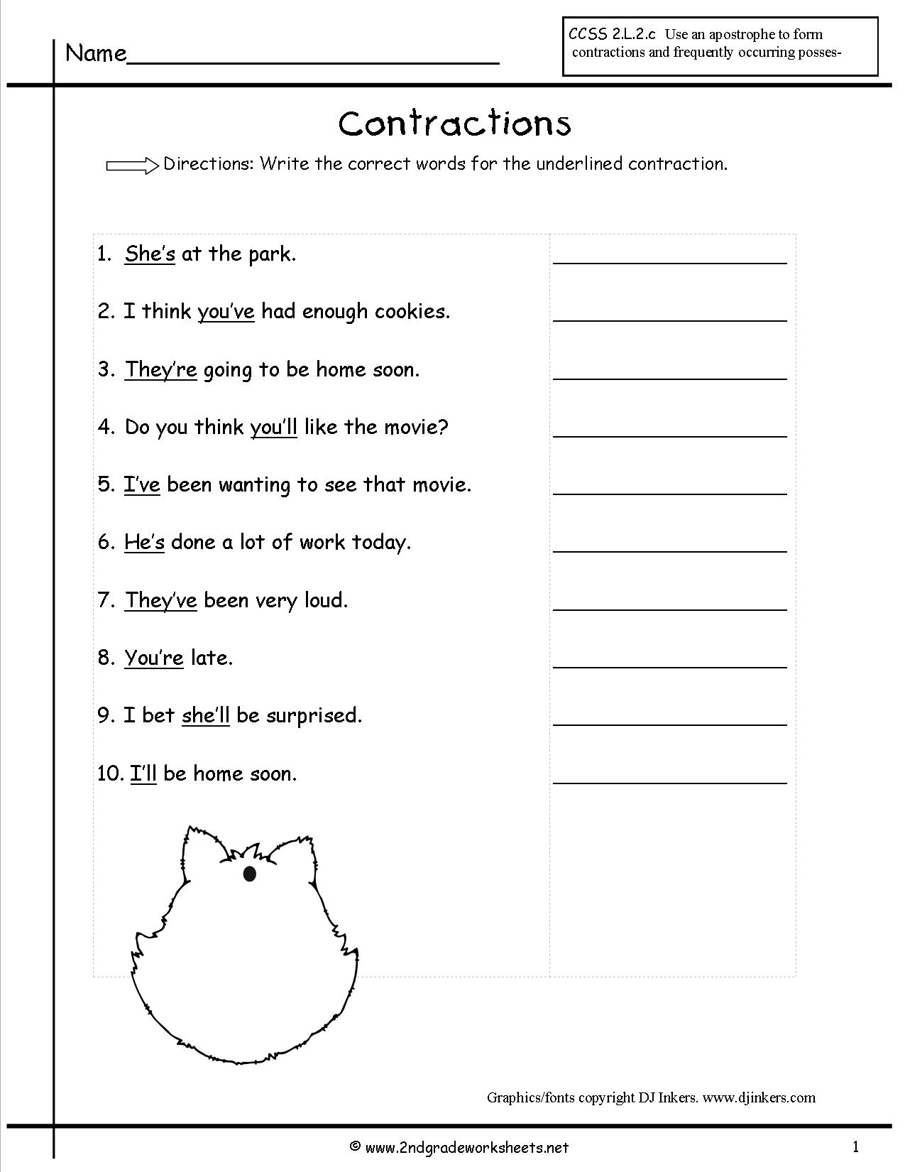 60+ Interactive Contractions Worksheets 3Rd Grade 9