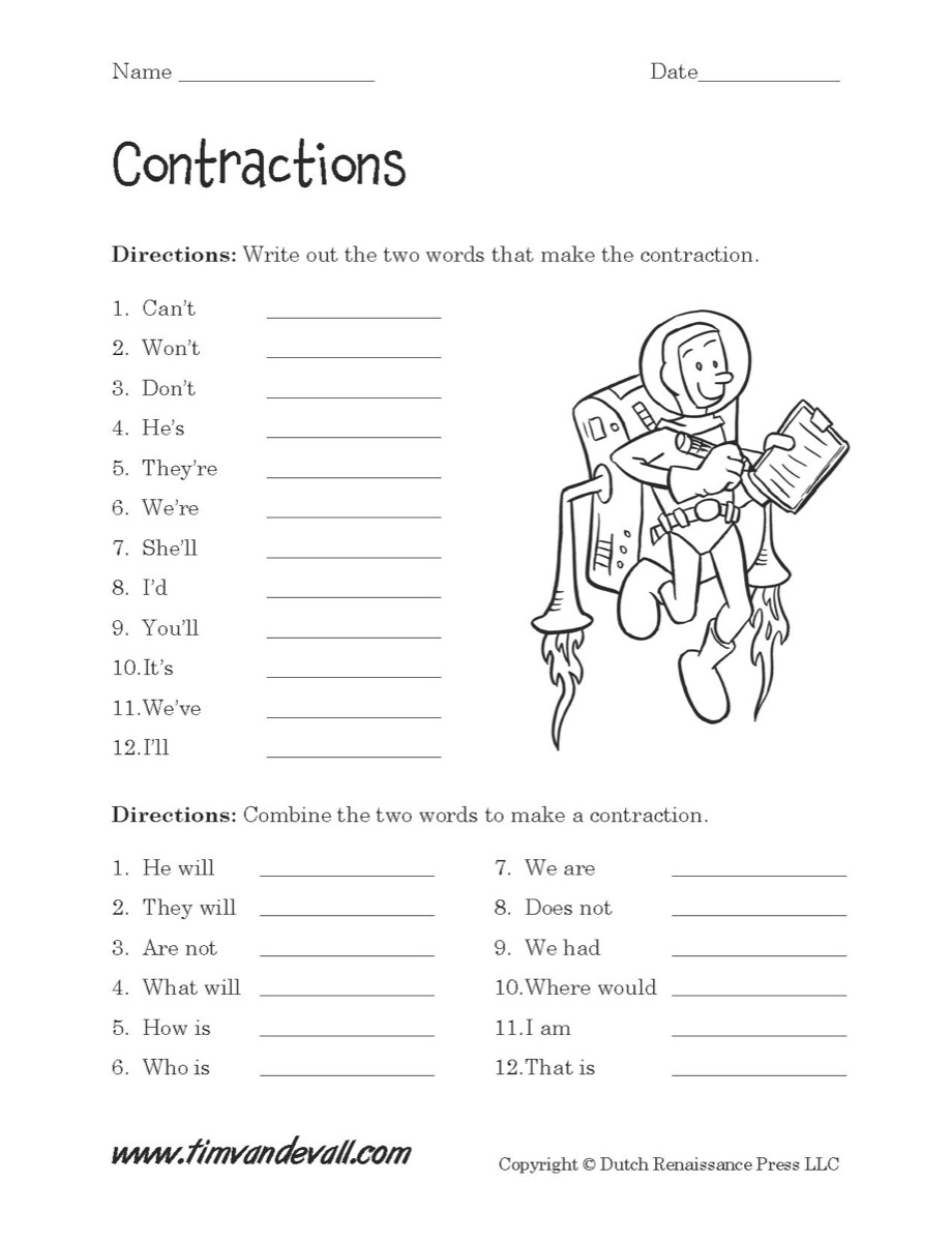 60+ Interactive Contractions Worksheets 3Rd Grade 90