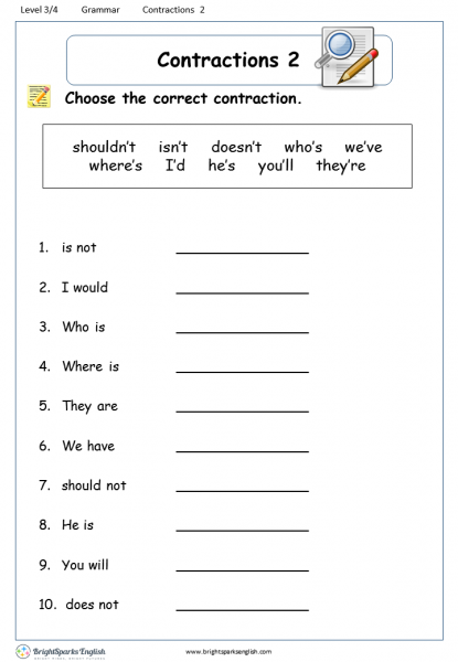 60+ Interactive Contractions Worksheets 3Rd Grade 93