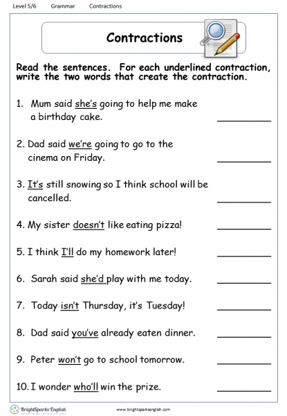 60+ Interactive Contractions Worksheets 3Rd Grade 95