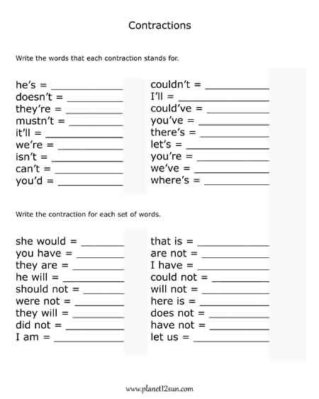 60+ Interactive Contractions Worksheets 3Rd Grade 96