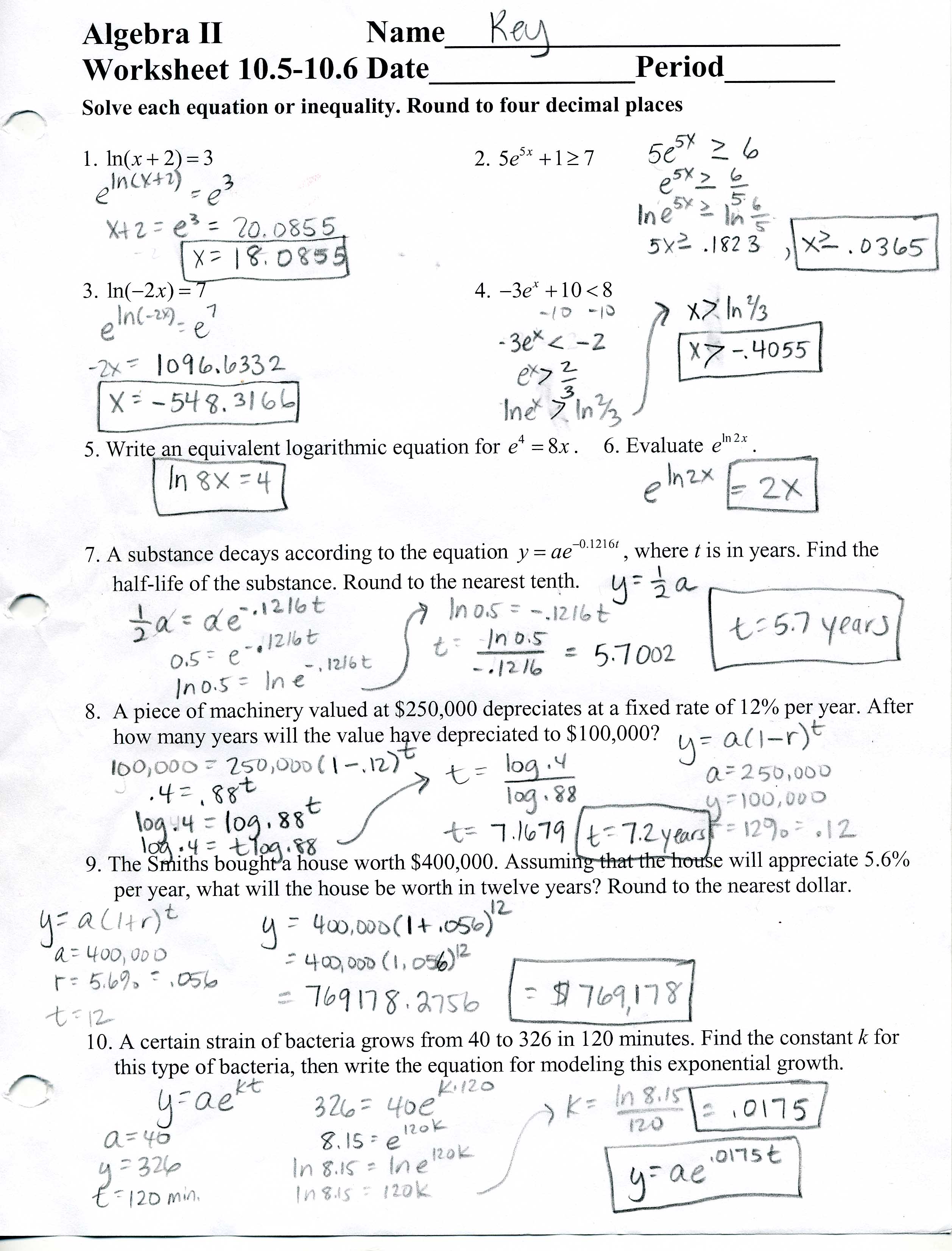 Algebra 1 Review Worksheets 16