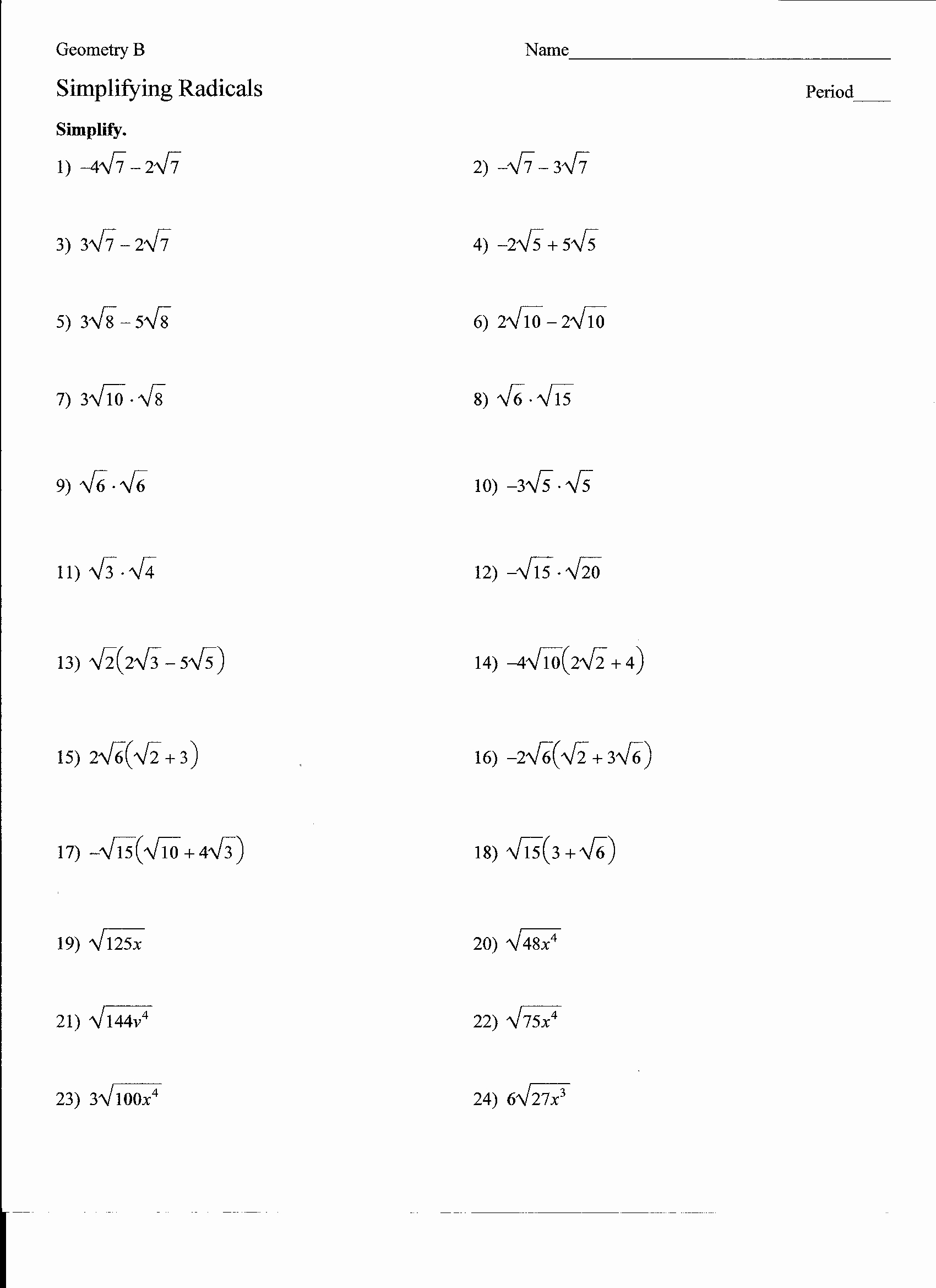 Algebra 1 Review Worksheets 18