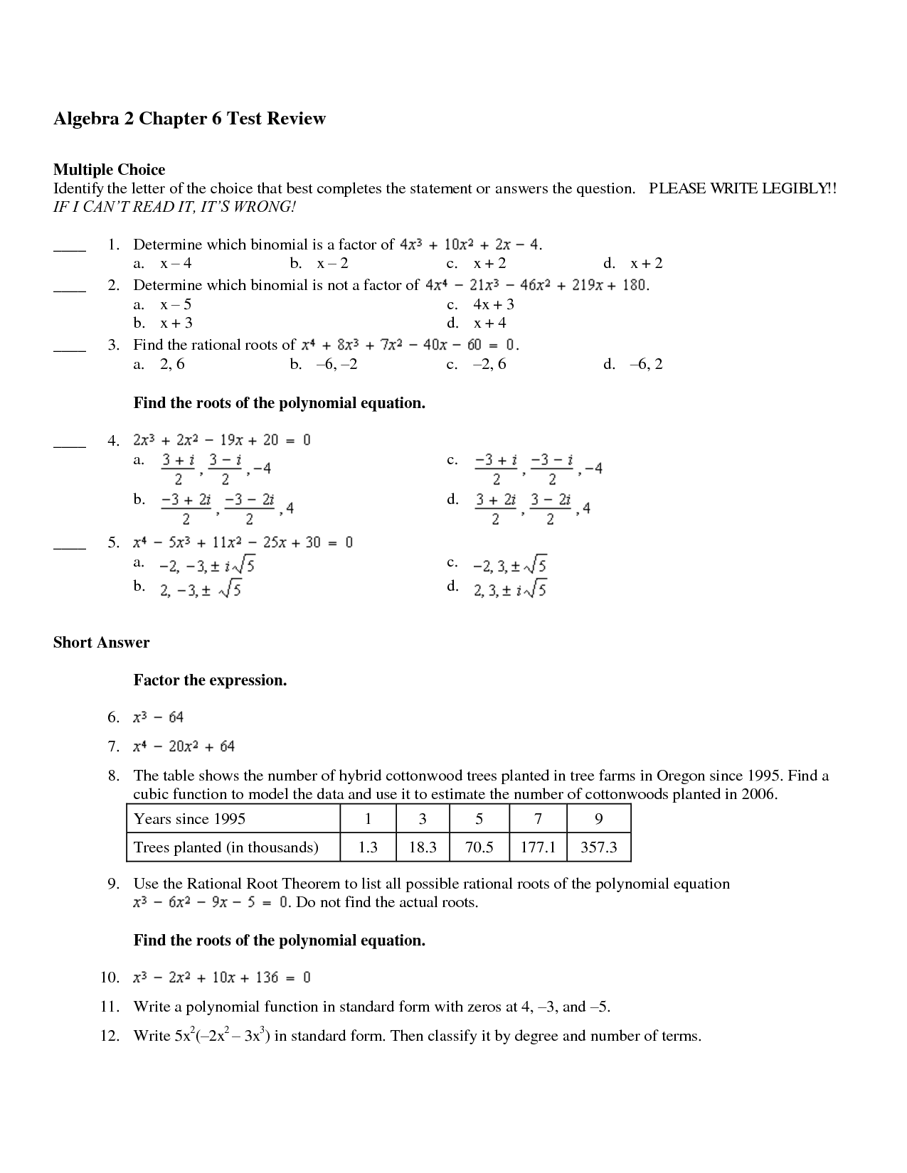 Algebra 1 Review Worksheets 32