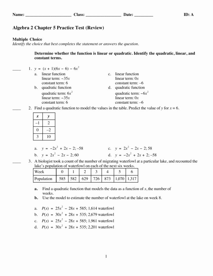 Algebra 1 Review Worksheets 35