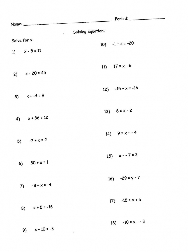 Algebra 1 Review Worksheets 45