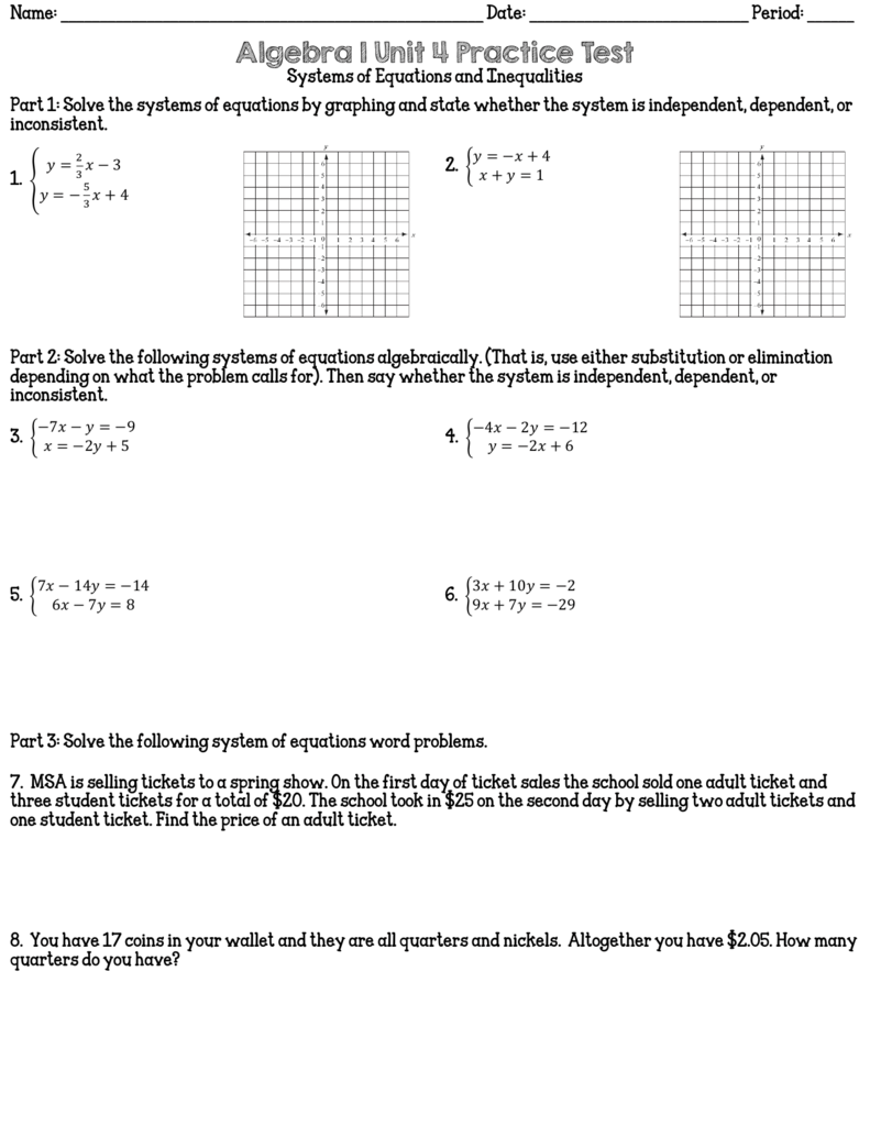 Algebra 1 Review Worksheets 50