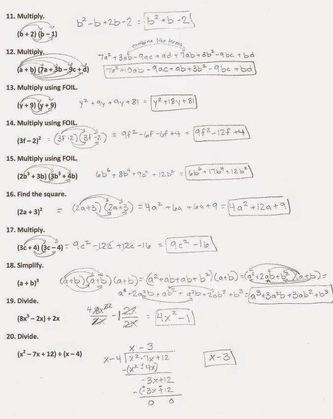 Algebra 1 Review Worksheets 64