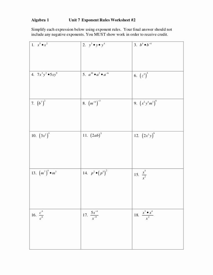 Algebra 1 Review Worksheets 8