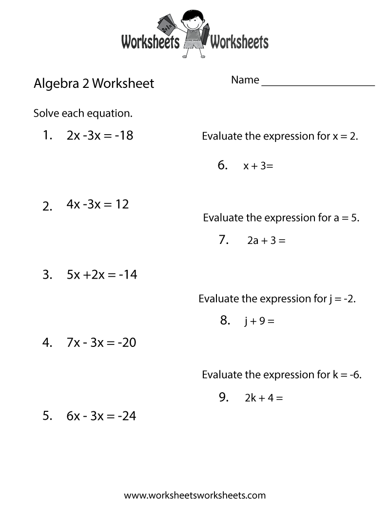 Algebra 1 Review Worksheets 9