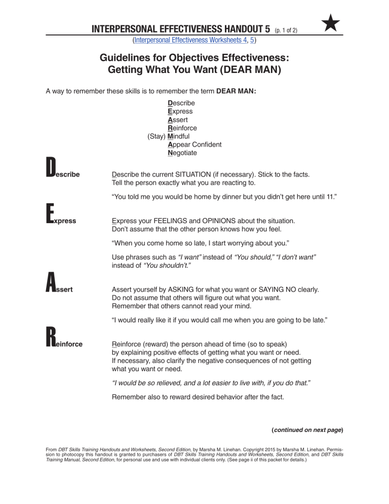 Dear Man Worksheet Pdf 22