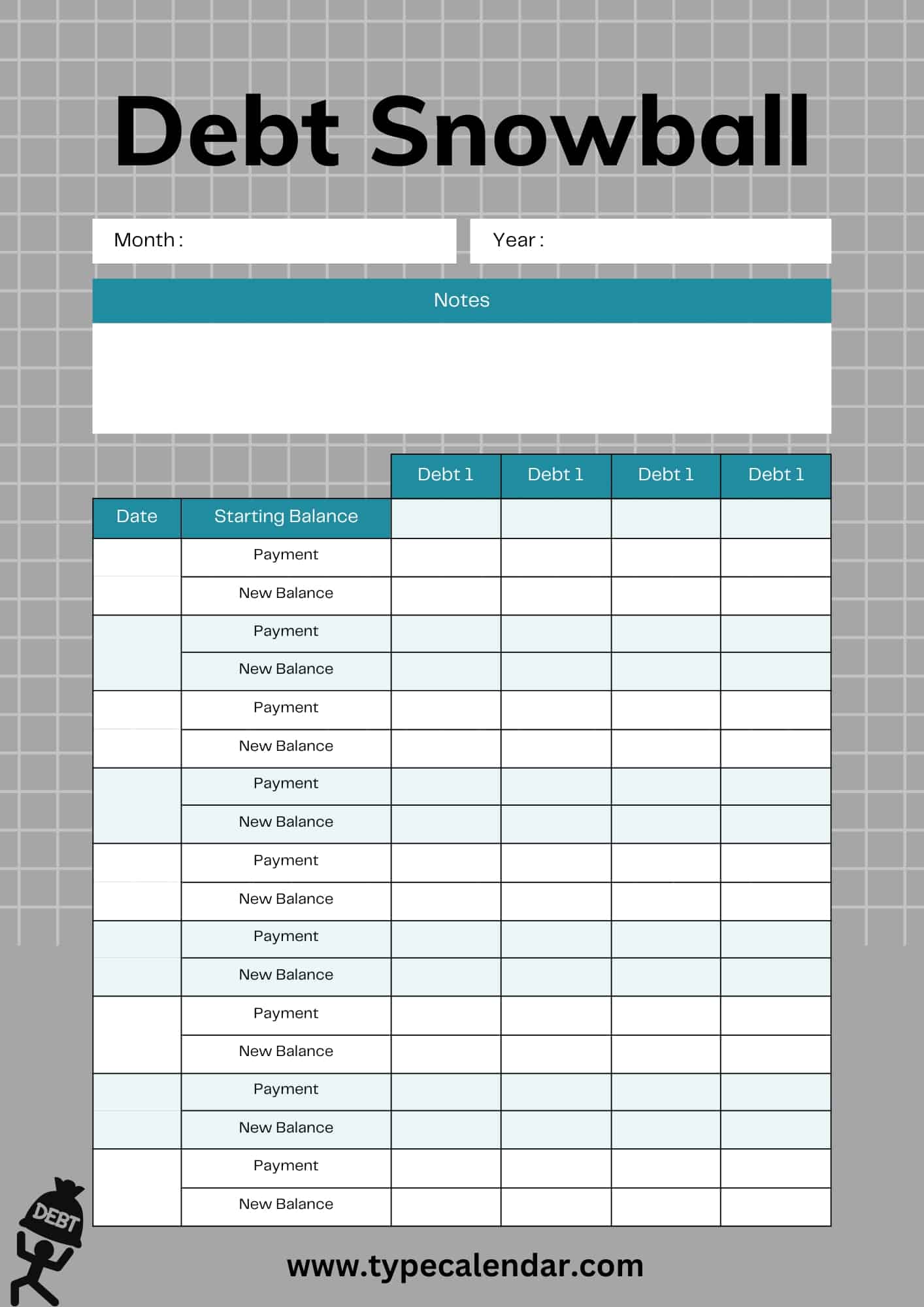 Debt Snowball Method Worksheet 10