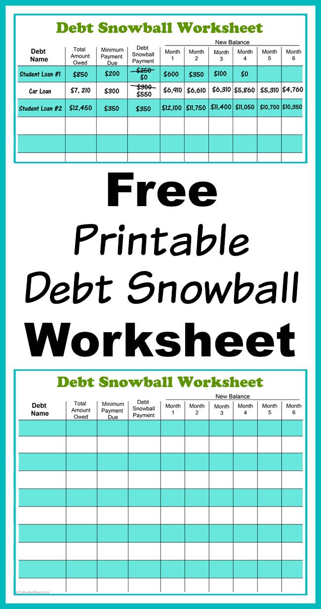 Debt Snowball Method Worksheet 54