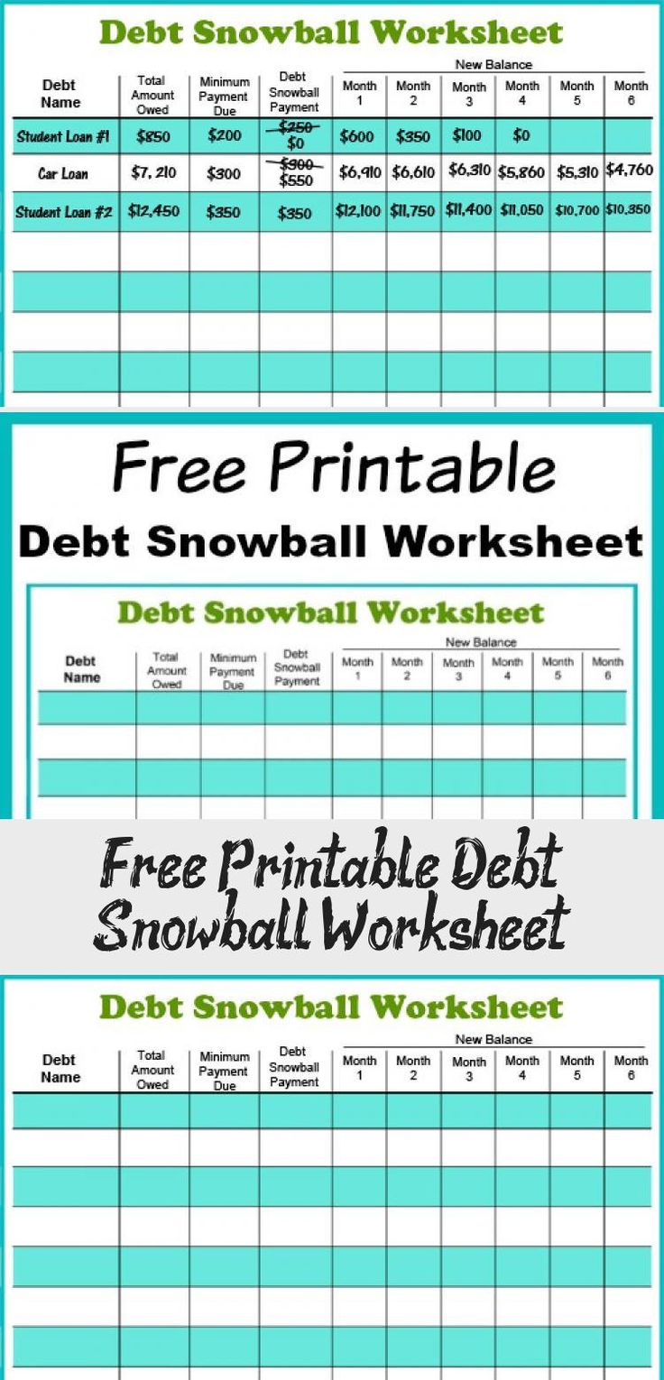 Debt Snowball Method Worksheet 55