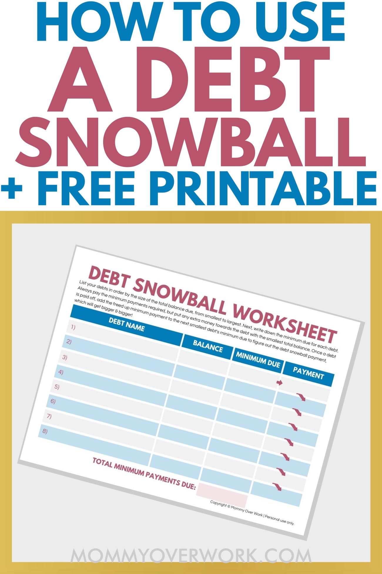 Debt Snowball Method Worksheet 58