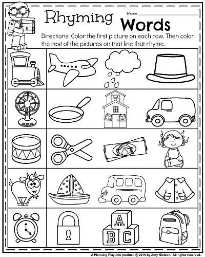Fresh Rhyme Worksheets For Preschool 101