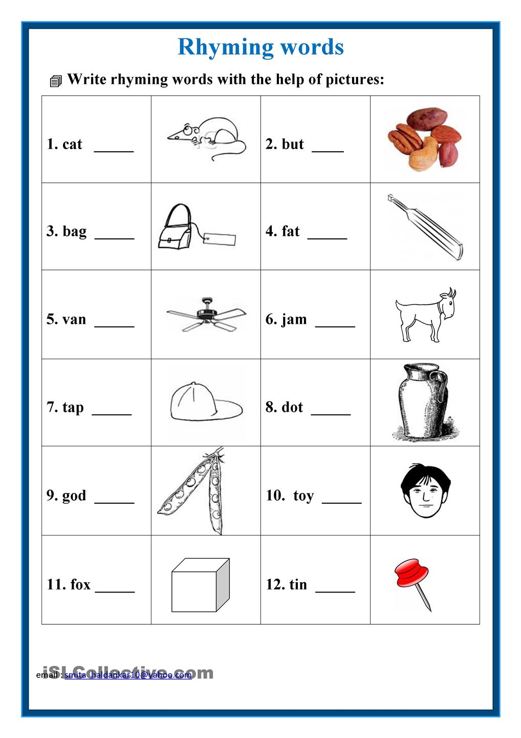 Fresh Rhyme Worksheets For Preschool 12