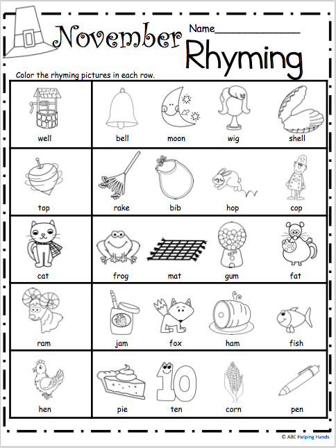 Fresh Rhyme Worksheets For Preschool 13