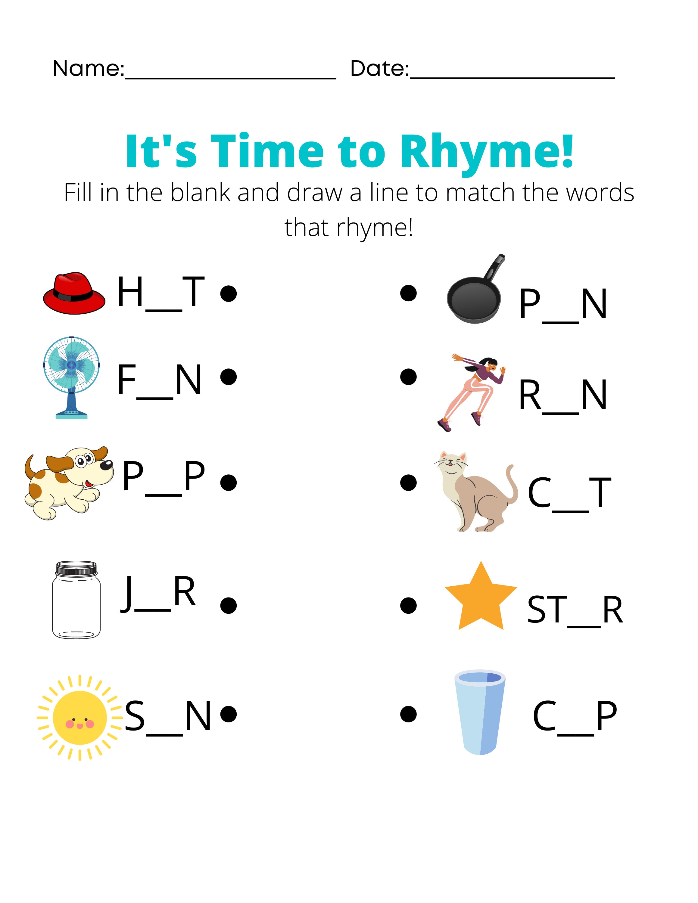 Fresh Rhyme Worksheets For Preschool 15