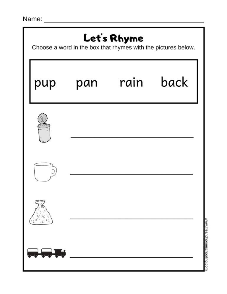 Fresh Rhyme Worksheets For Preschool 27
