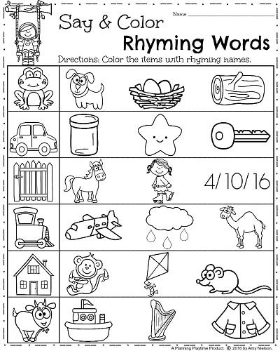 Fresh Rhyme Worksheets For Preschool 43