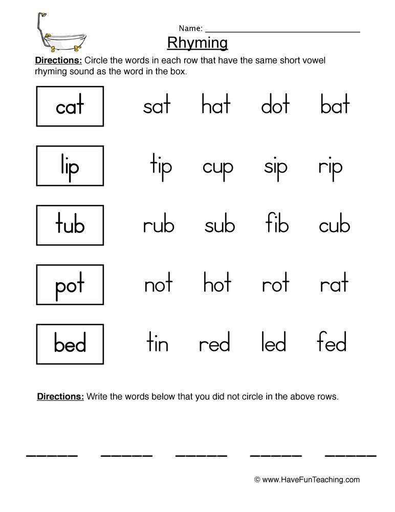 Fresh Rhyme Worksheets For Preschool 44
