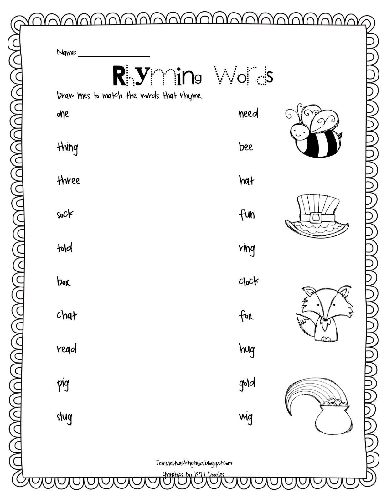 Fresh Rhyme Worksheets For Preschool 50