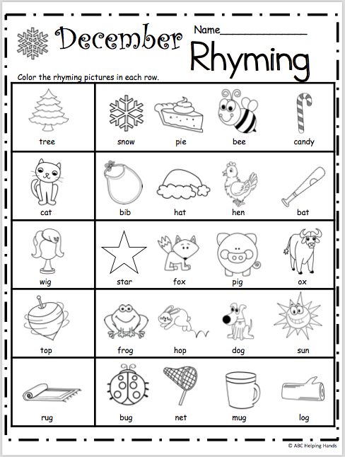 Fresh Rhyme Worksheets For Preschool 57