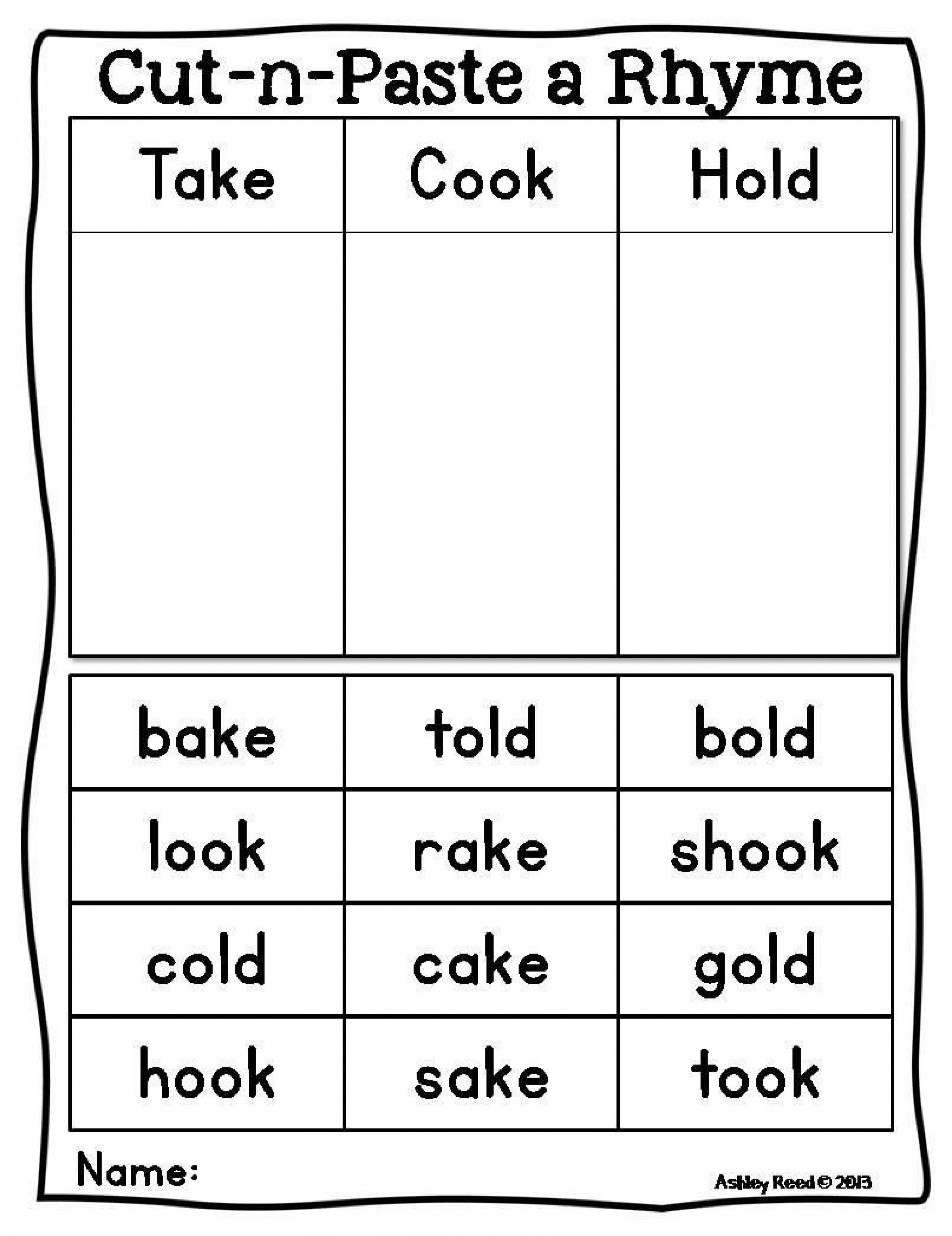 Fresh Rhyme Worksheets For Preschool 73