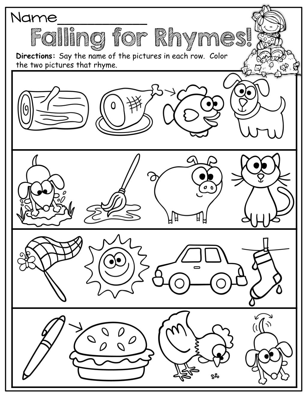 Fresh Rhyme Worksheets For Preschool 77