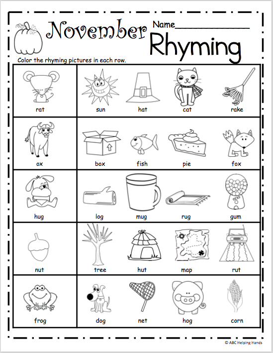 Fresh Rhyme Worksheets For Preschool 80