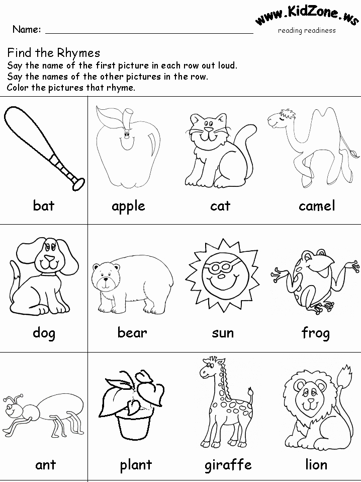 Fresh Rhyme Worksheets For Preschool 92