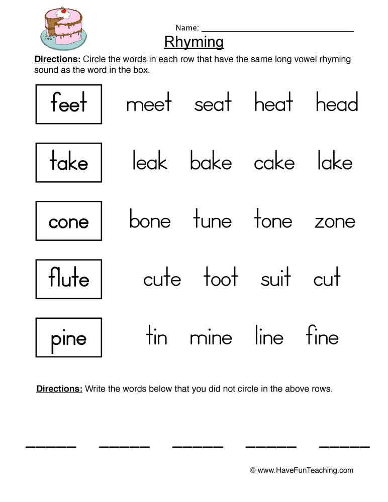 Fresh Rhyme Worksheets For Preschool 96