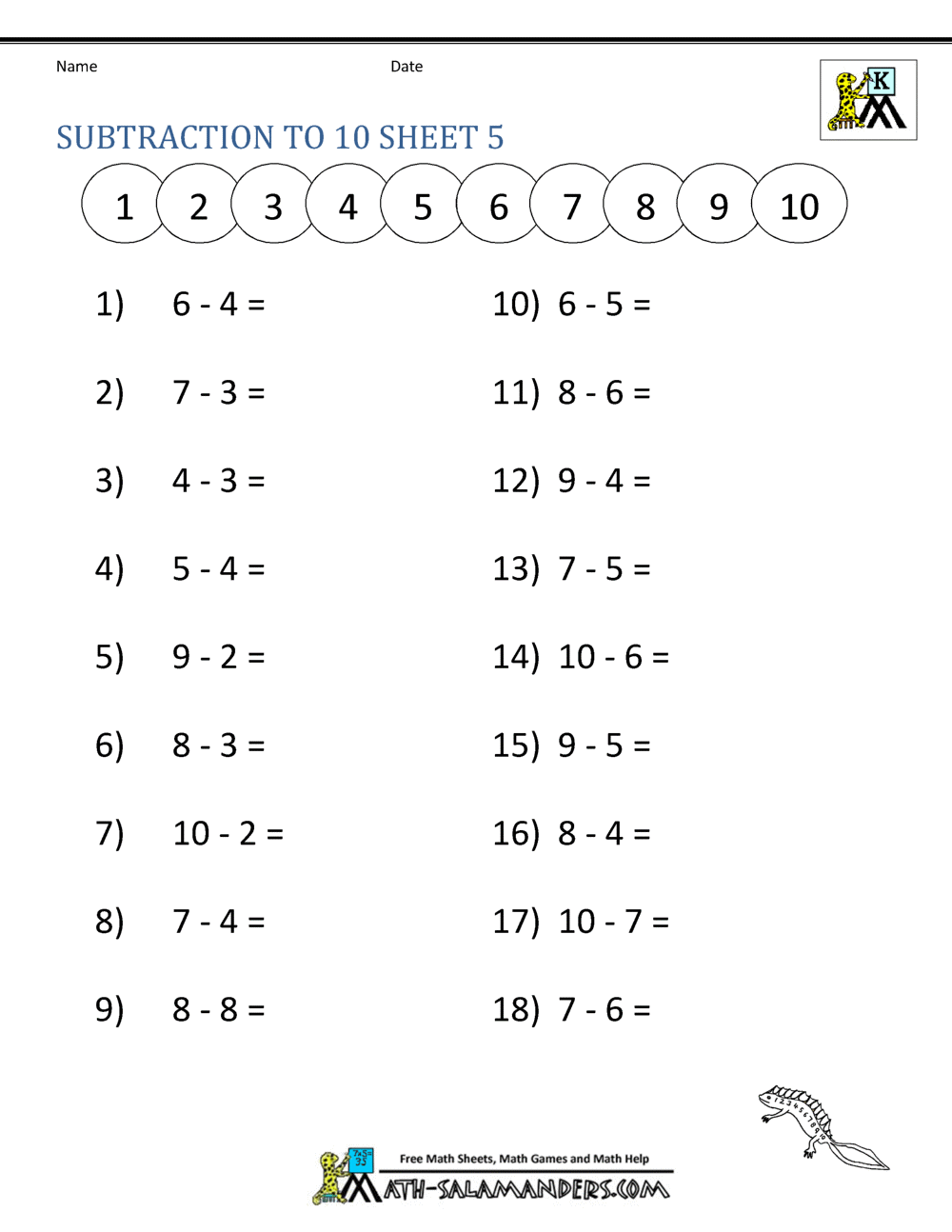 Printable Add And Subtraction Worksheet 20