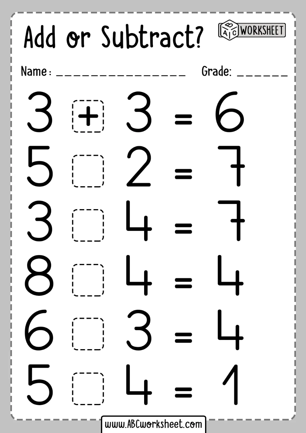 Printable Add And Subtraction Worksheet 34