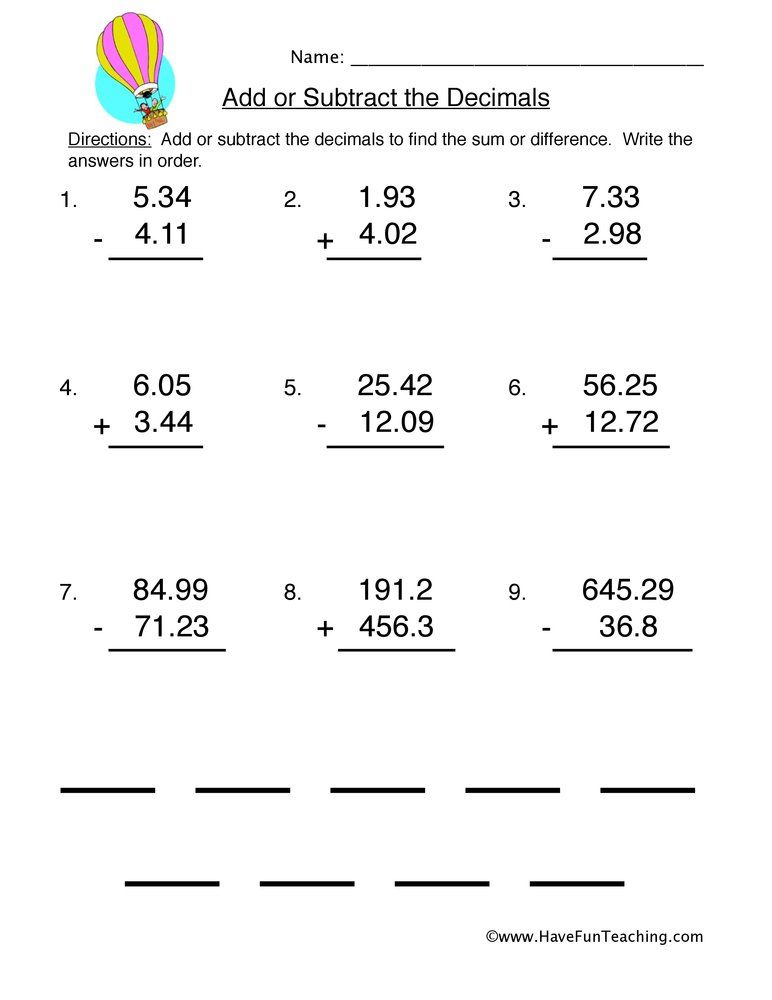 Printable Add And Subtraction Worksheet 49