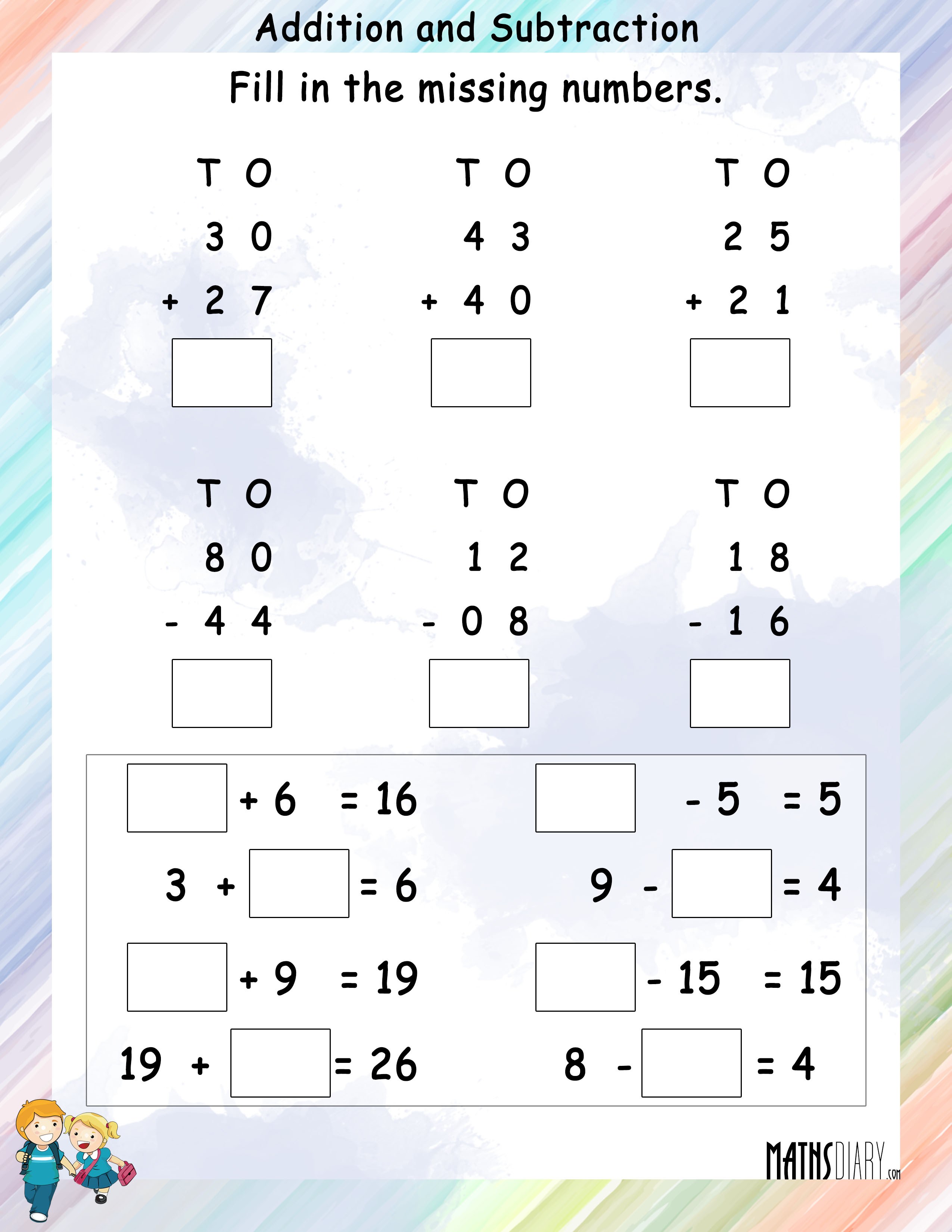 Printable Add And Subtraction Worksheet 52