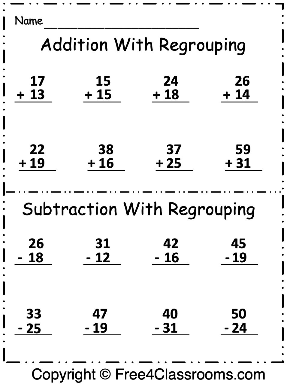 Printable Add And Subtraction Worksheet 56