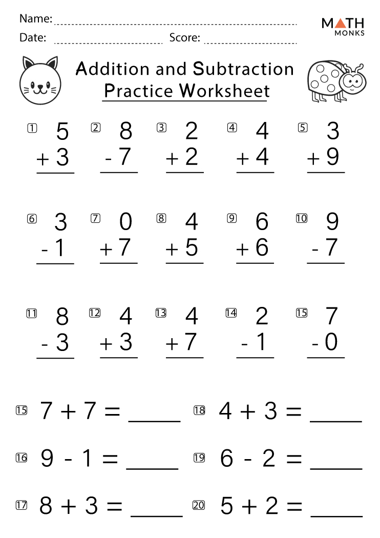 Printable Add And Subtraction Worksheet 61