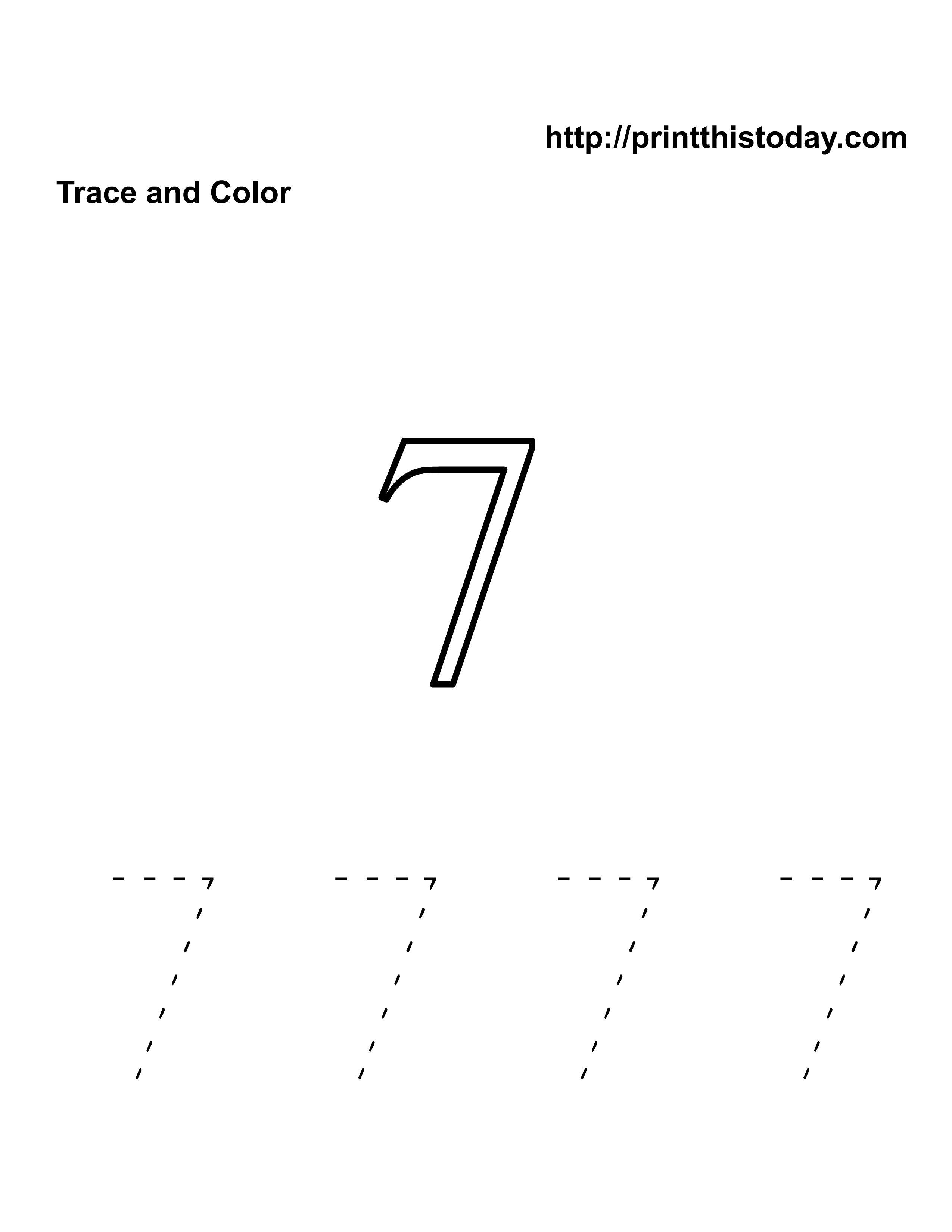 Printable Trace Number 7 Worksheet 24