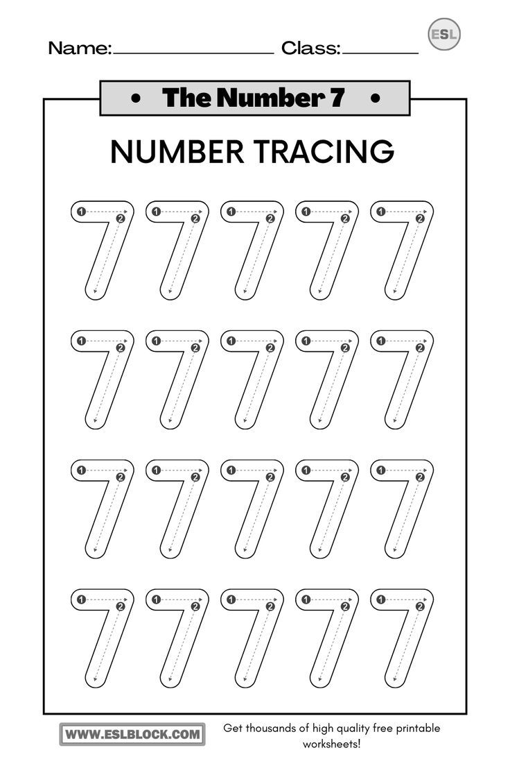 Printable Trace Number 7 Worksheet 34