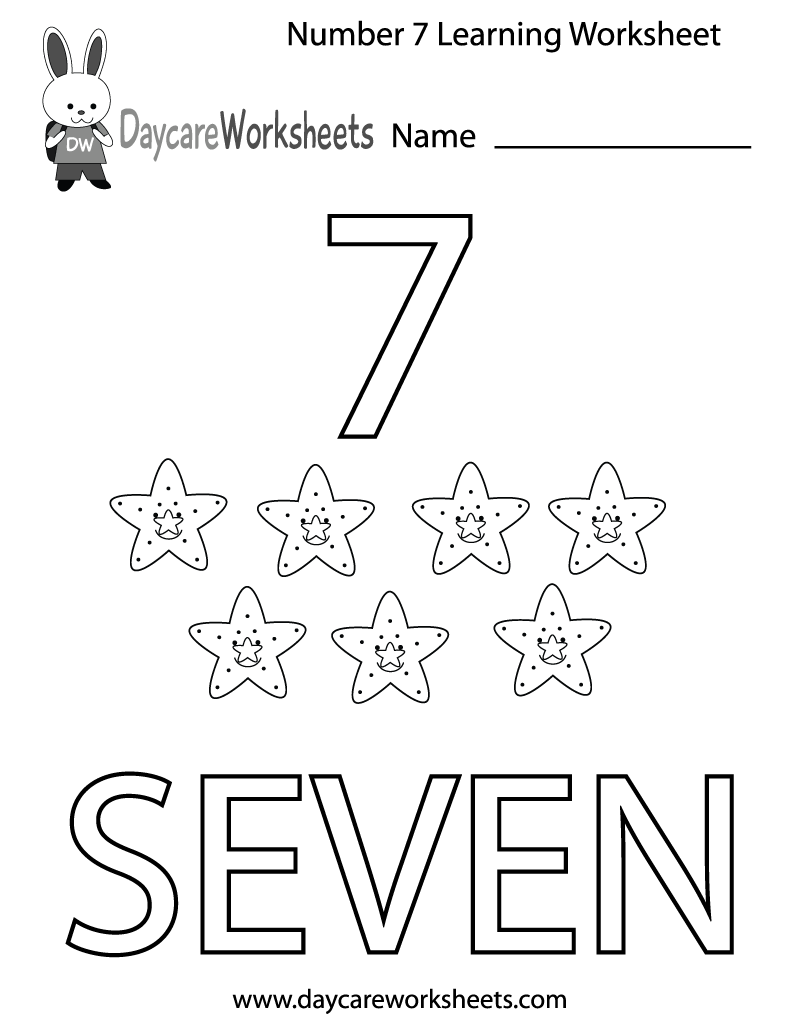 Printable Trace Number 7 Worksheet 7