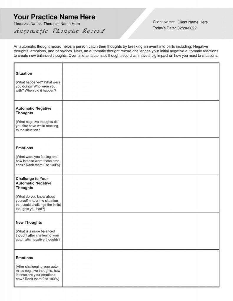26 Challenging Anxious Thoughts Worksheet 15
