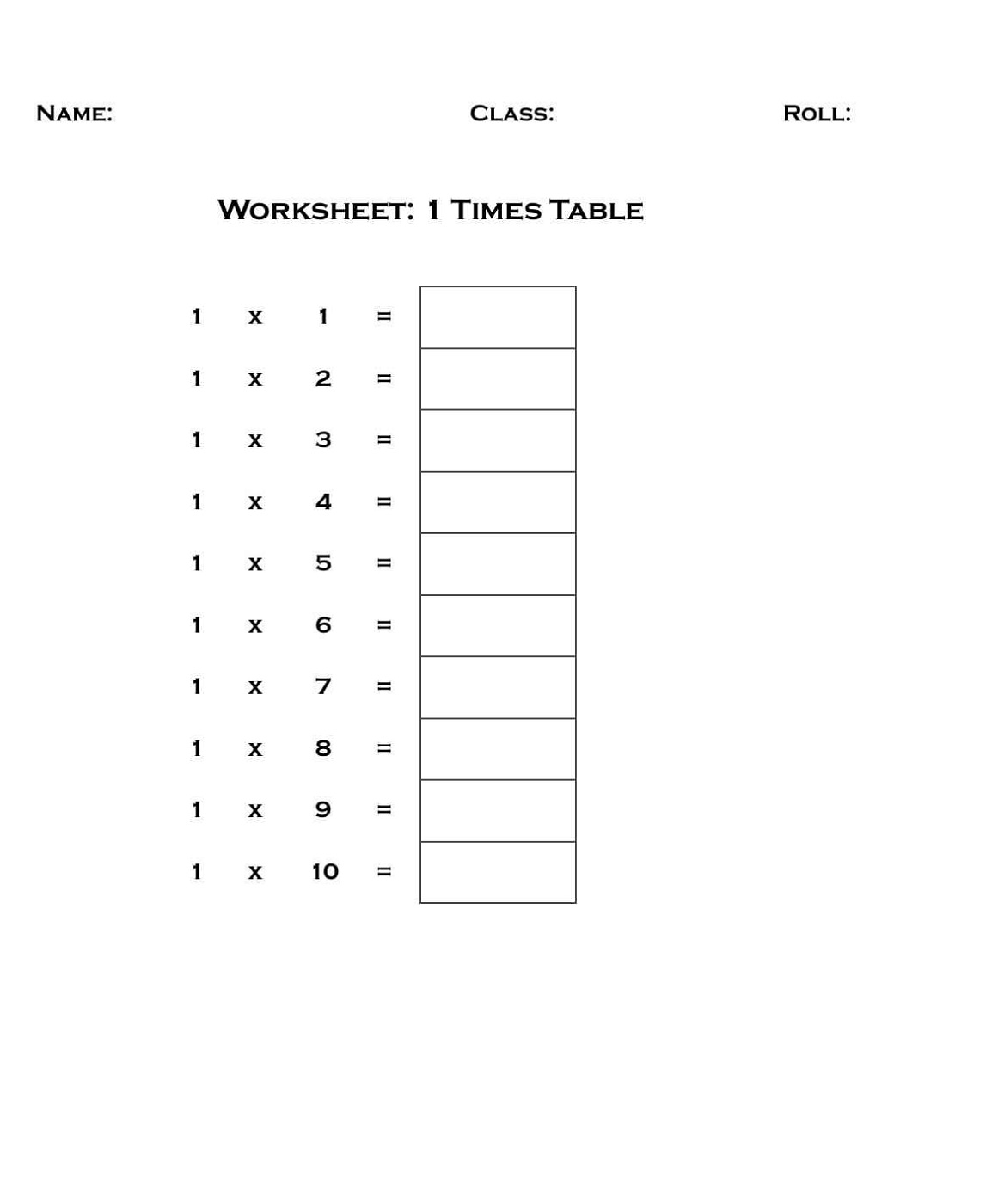 30 Fresh 1 Times Table Worksheet 31