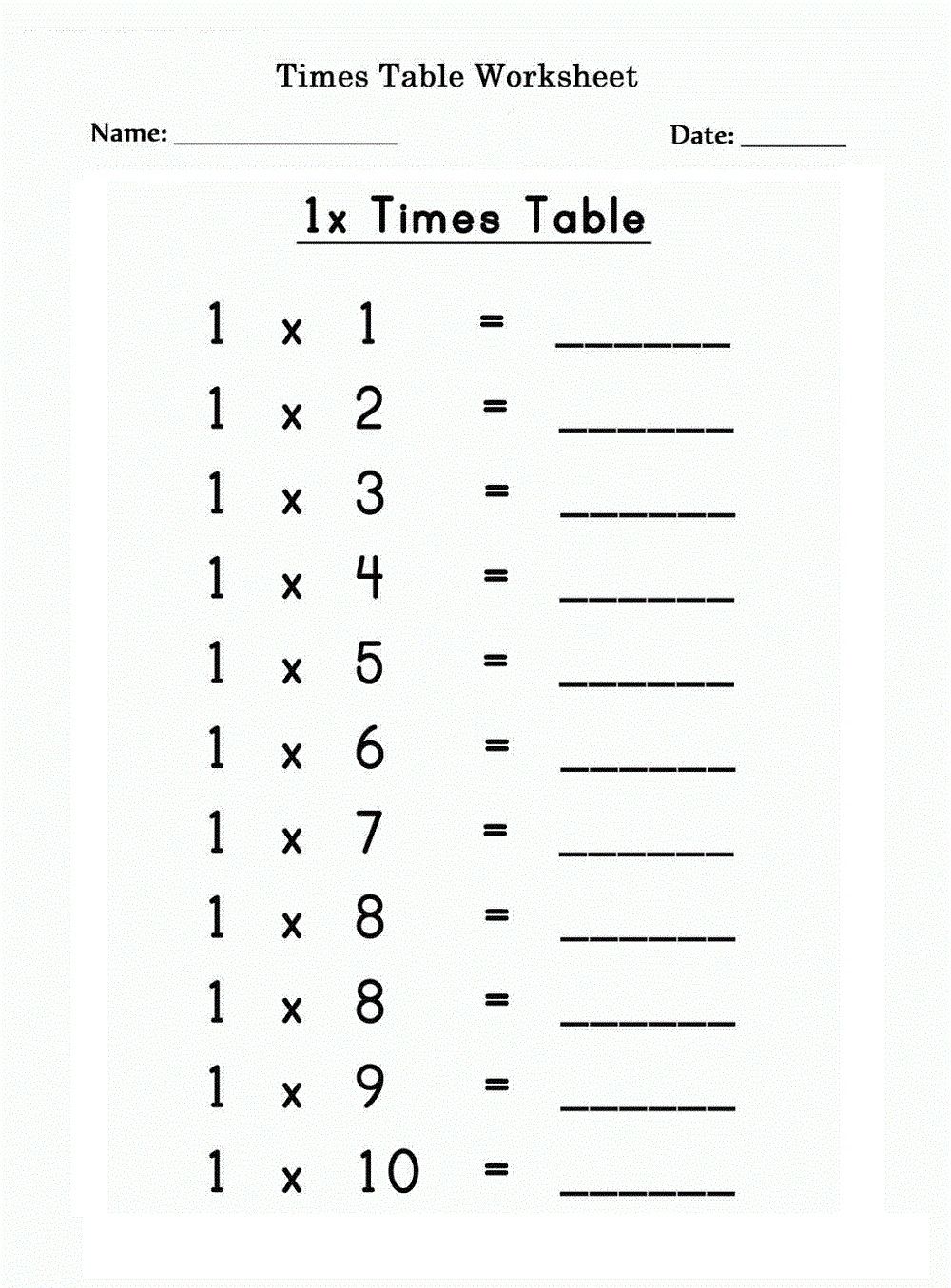 30 Fresh 1 Times Table Worksheet 34