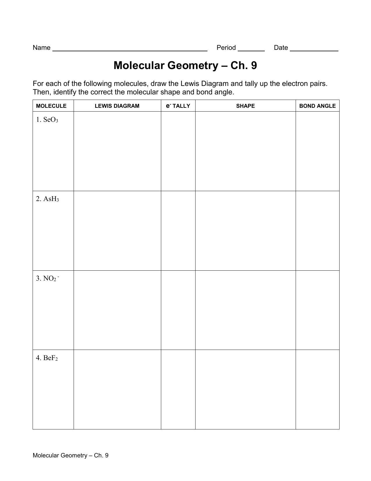 50 Molecular Geometry Worksheet Answers 11