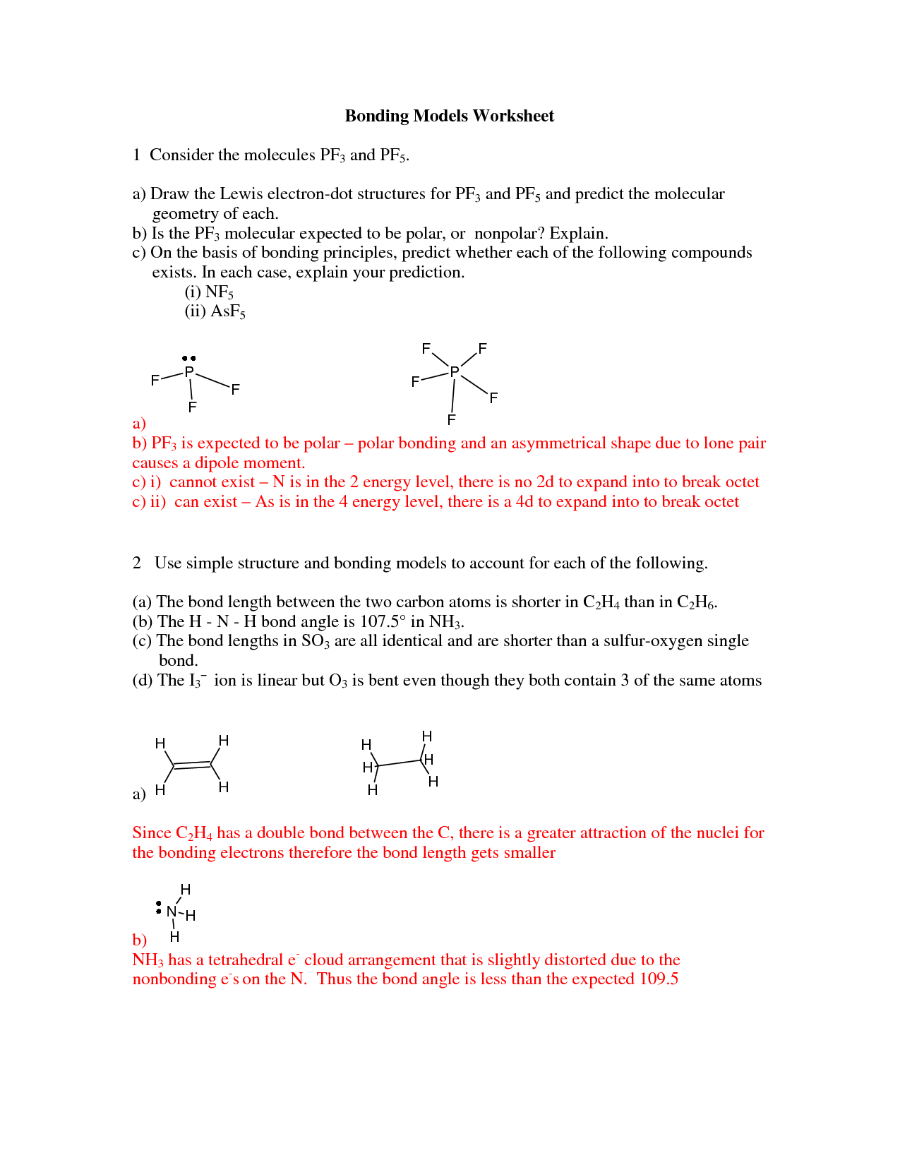 50 Molecular Geometry Worksheet Answers 25