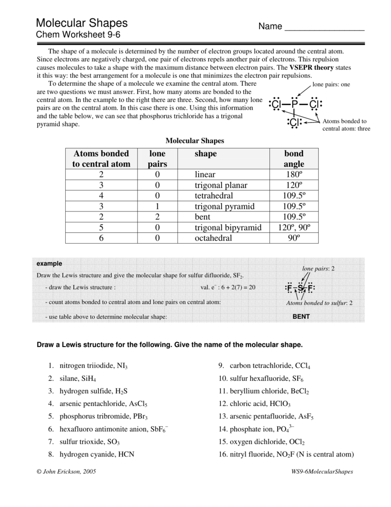 50 Molecular Geometry Worksheet Answers 42