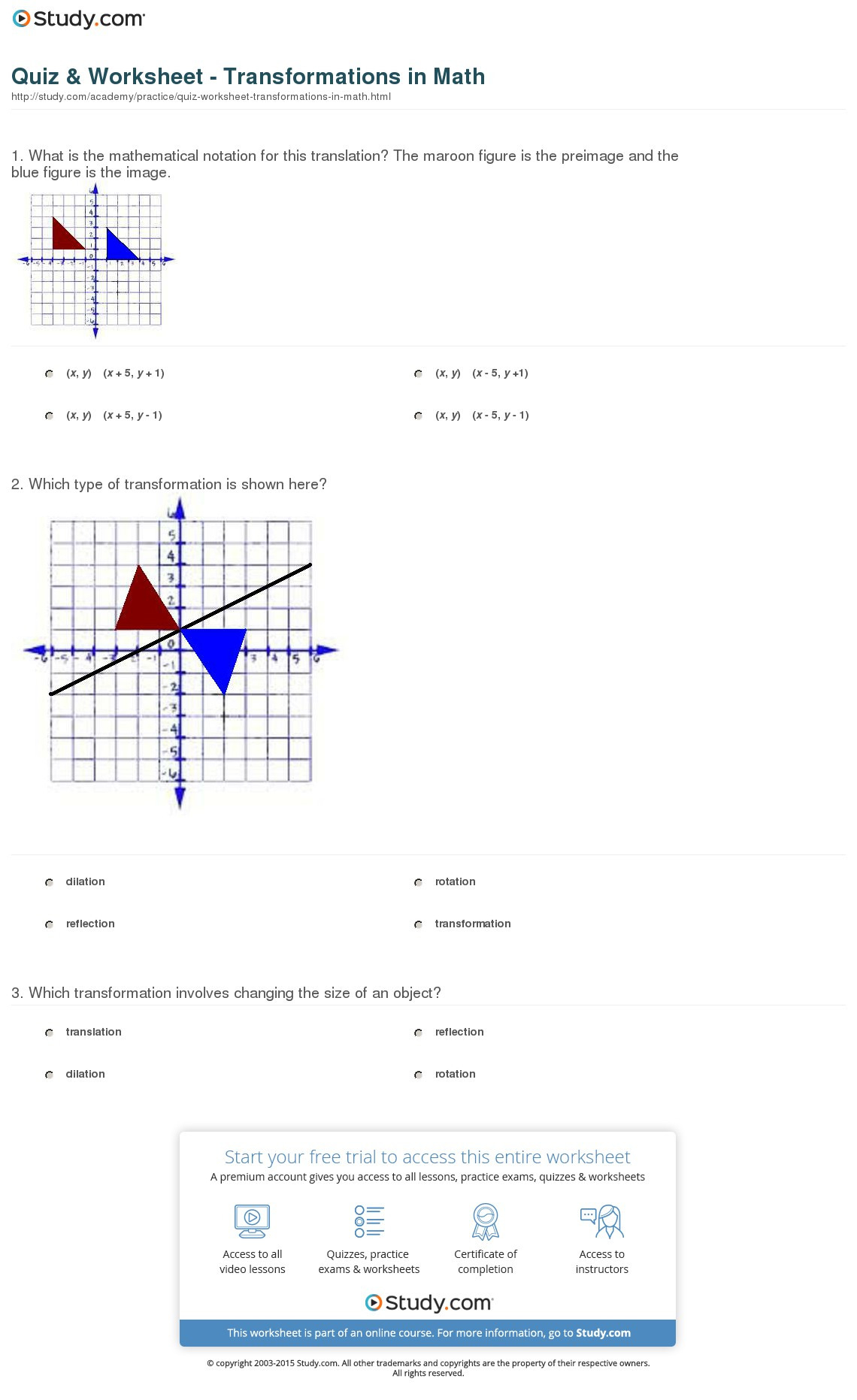 50 Transformations Geometry Worksheet Answers 42